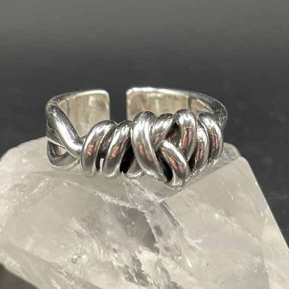 925 Sterling Stamped Twisted Knot Adjustable Boho Ring #1319 - Picture 12 of 13